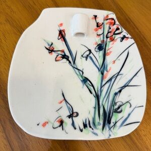 Porcelain Ink Plate Calligraphy Painting Brush Rest Holder Trinkets Hand Painted